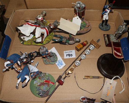 Various painted model soldiers, inc Napoleonic diecast with wood bases, Miniart, etc (some a.f)